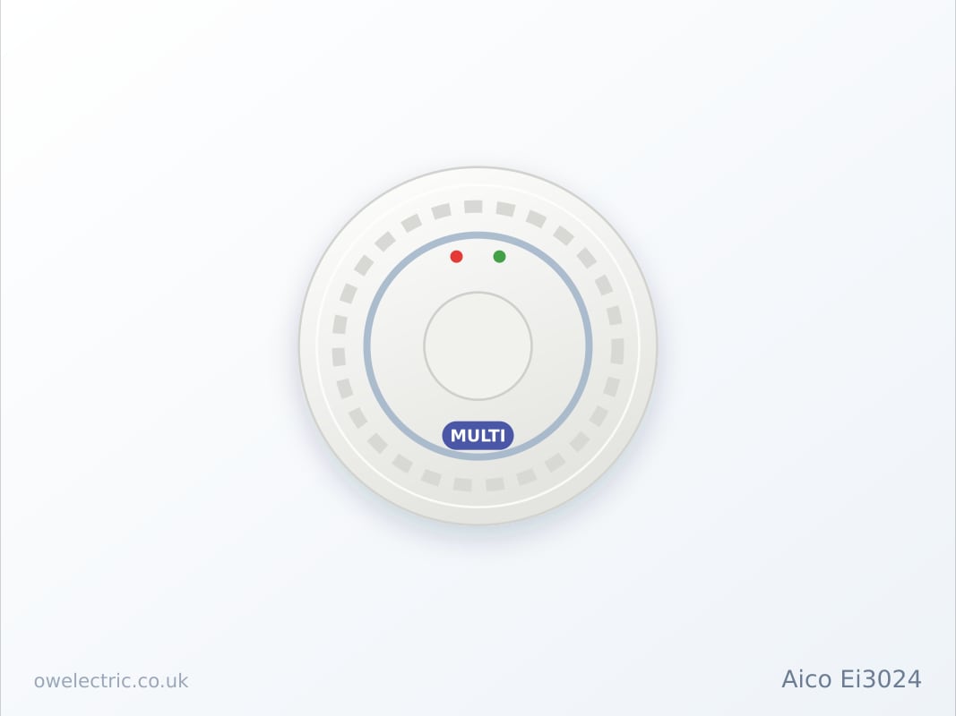 Aico Ei3024 Multi-Sensor Fire Alarm, Optical and Heat, Mains with 10 Year Back Up (EI3024) sold online by OW Electric London