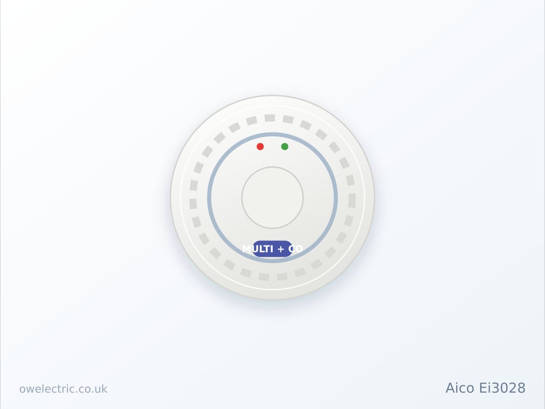 Aico Ei3028 Multi-Sensor Heat and Carbon Monoxide Alarm, Mains with 10 Year Back Up (EI3028) sold online by OW Electric London