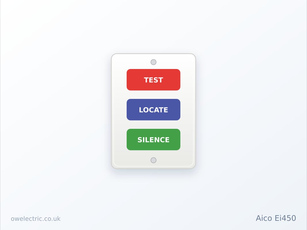 Aico Ei450 RadioLINK+ wall mounted alarm controller with test, locate and silence buttons