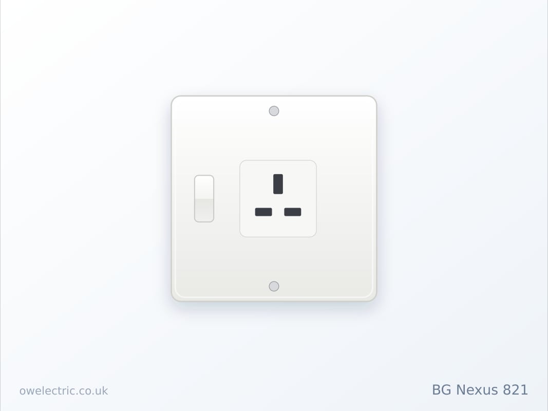 BG Nexus 821 1 Gang 13A Single Pole Switched Socket, White Moulded (821) sold online by OW Electric London