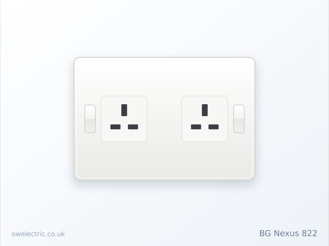 BG Nexus 822 2 Gang 13A Single Pole Switched Socket, White Moulded (822) sold online by OW Electric London