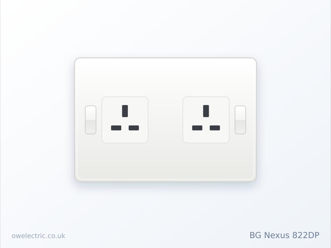 BG Nexus 822DP 2 Gang 13A Double Pole Switched Socket, White Moulded (822DP) sold online by OW Electric London