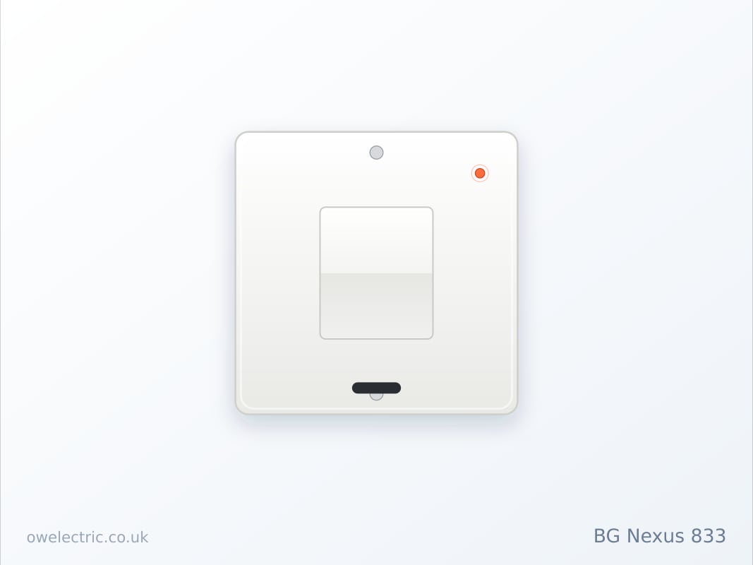 BG Nexus 833 20A Double Pole Switch with Neon and Flex Outlet, White Moulded (833) sold online by OW Electric London