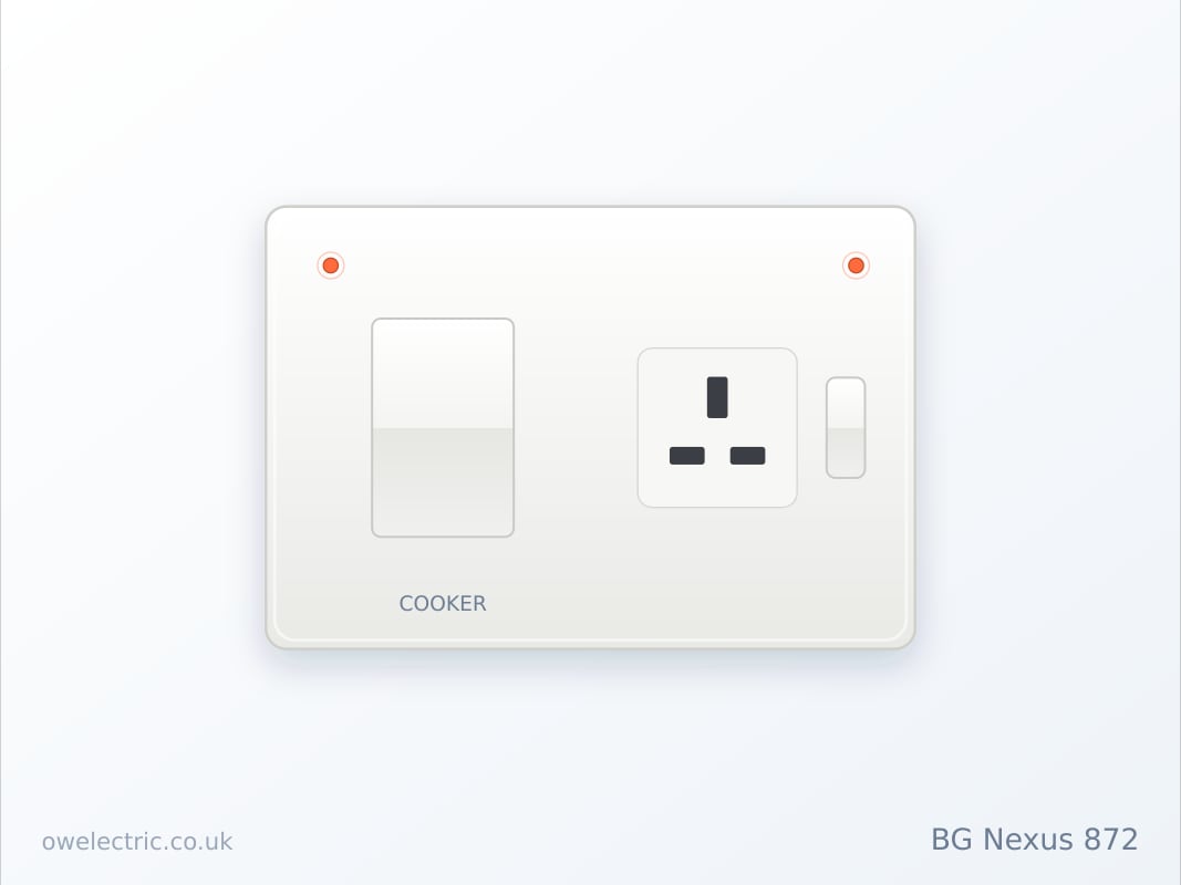 BG Nexus 872 45A Cooker Control Unit with 13A Socket, White Moulded (872) sold online by OW Electric London