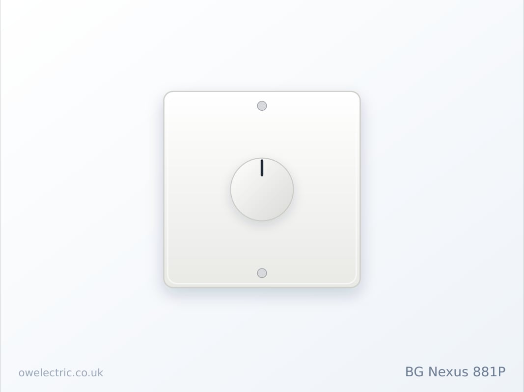 BG Nexus 881P 1 Gang 2 Way 400W Push Dimmer Switch, White Moulded (881P) sold online by OW Electric London