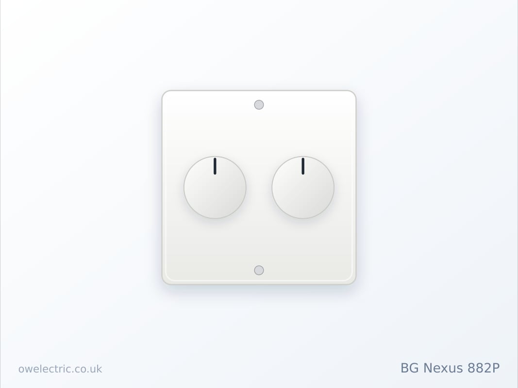 BG Nexus 882P 2 Gang 2 Way 400W Push Dimmer Switch, White Moulded (882P) sold online by OW Electric London
