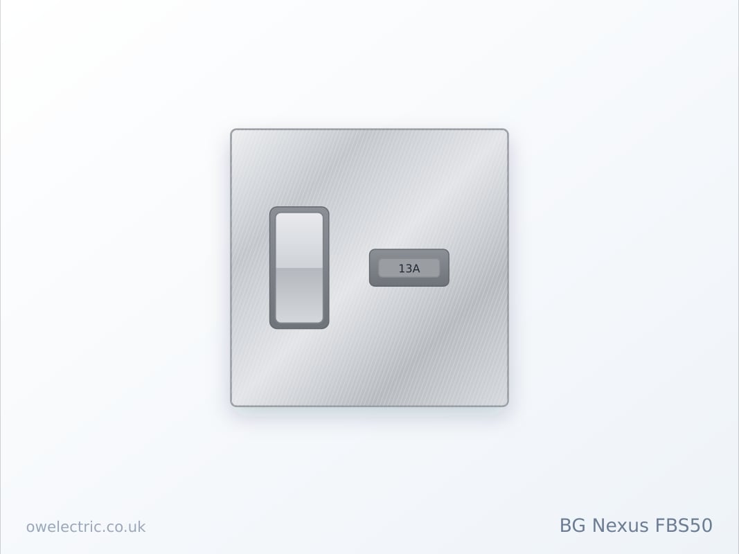 BG Nexus FBS50 13A Switched Fused Connection Unit, Screwless Flatplate Brushed Steel (FBS50) sold online by OW Electric London