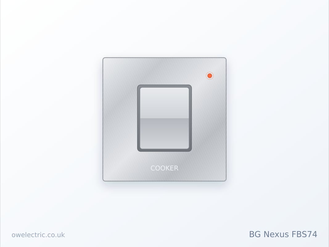 BG Nexus FBS74 45A Double Pole Cooker Switch, Screwless Flatplate Brushed Steel (FBS74) sold online by OW Electric London