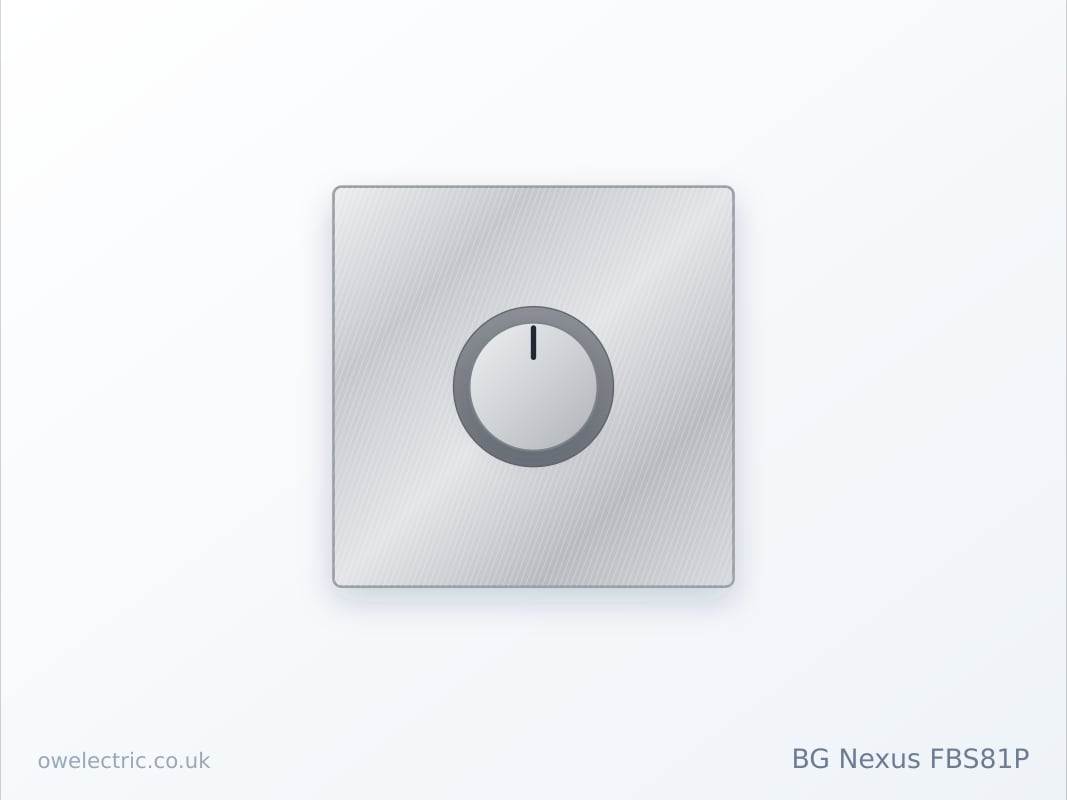 BG Nexus FBS81P 1 Gang 2 Way 400W Push Dimmer Switch, Screwless Flatplate Brushed Steel (FBS81P) sold online by OW Electric London