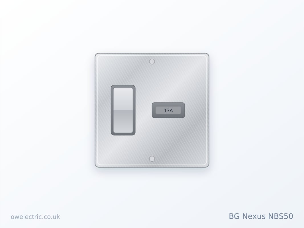 BG Nexus NBS50 13A Switched Fused Connection Unit, Brushed Steel (NBS50) sold online by OW Electric London