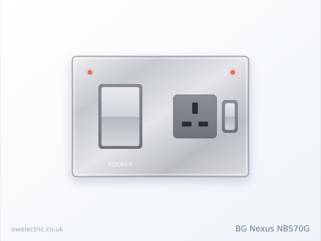 BG Nexus NBS70G 45A Cooker Control Unit with 13A Socket, Brushed Steel (NBS70G) sold online by OW Electric London