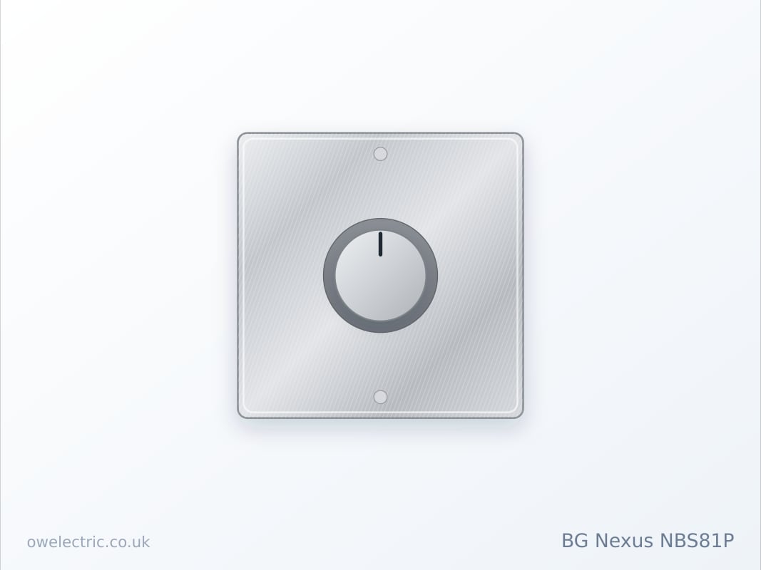 BG Nexus NBS81P 1 Gang 2 Way 400W Push Dimmer Switch, Brushed Steel (NBS81P) sold online by OW Electric London