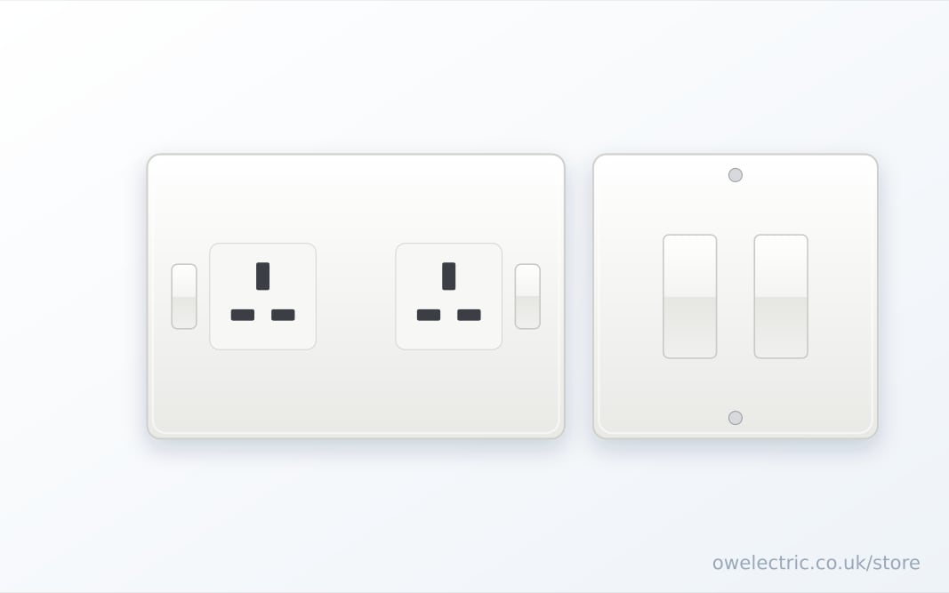 BG Nexus White Moulded 800 series double socket and light switch