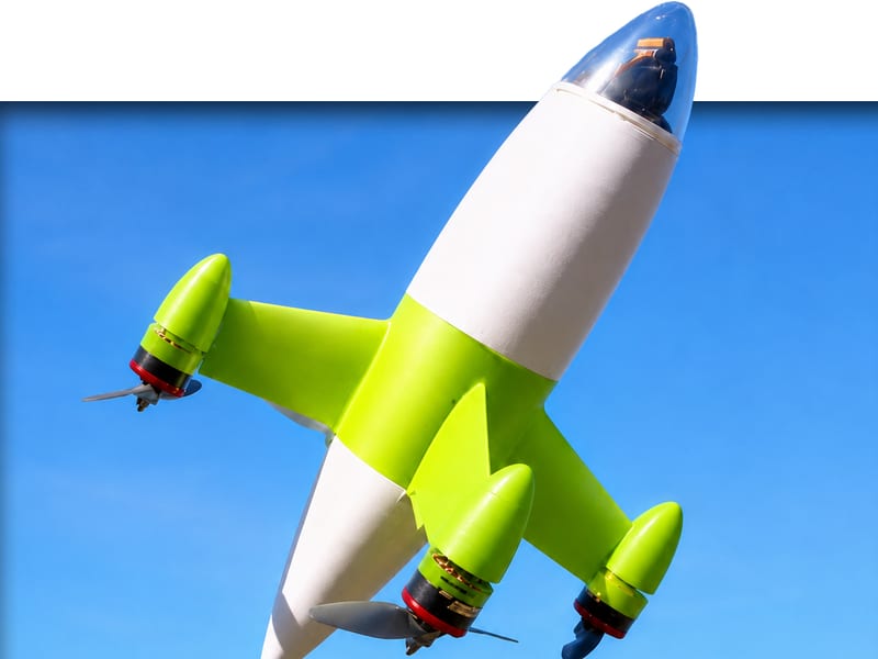 ROQUAI QuadRocket rocket styled high speed research quadrotor in flight